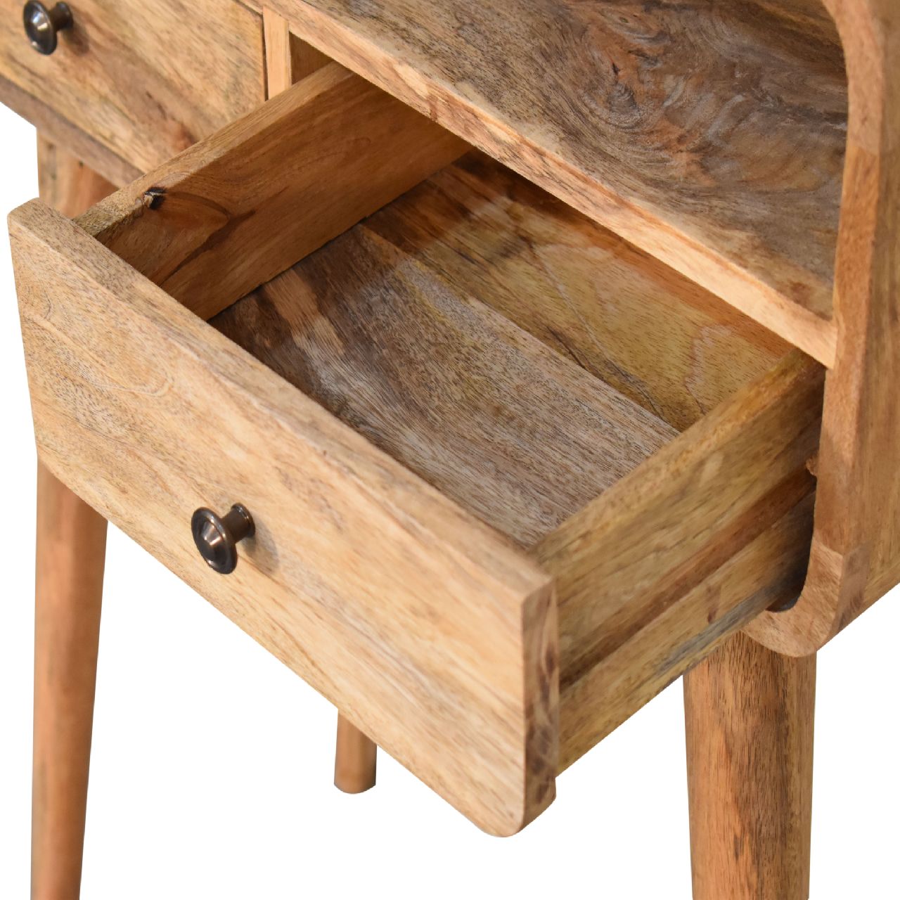 Modal Handmade Solid Wood 2 Drawer Small Console Table in Oak-ish finish | malletandplane.com