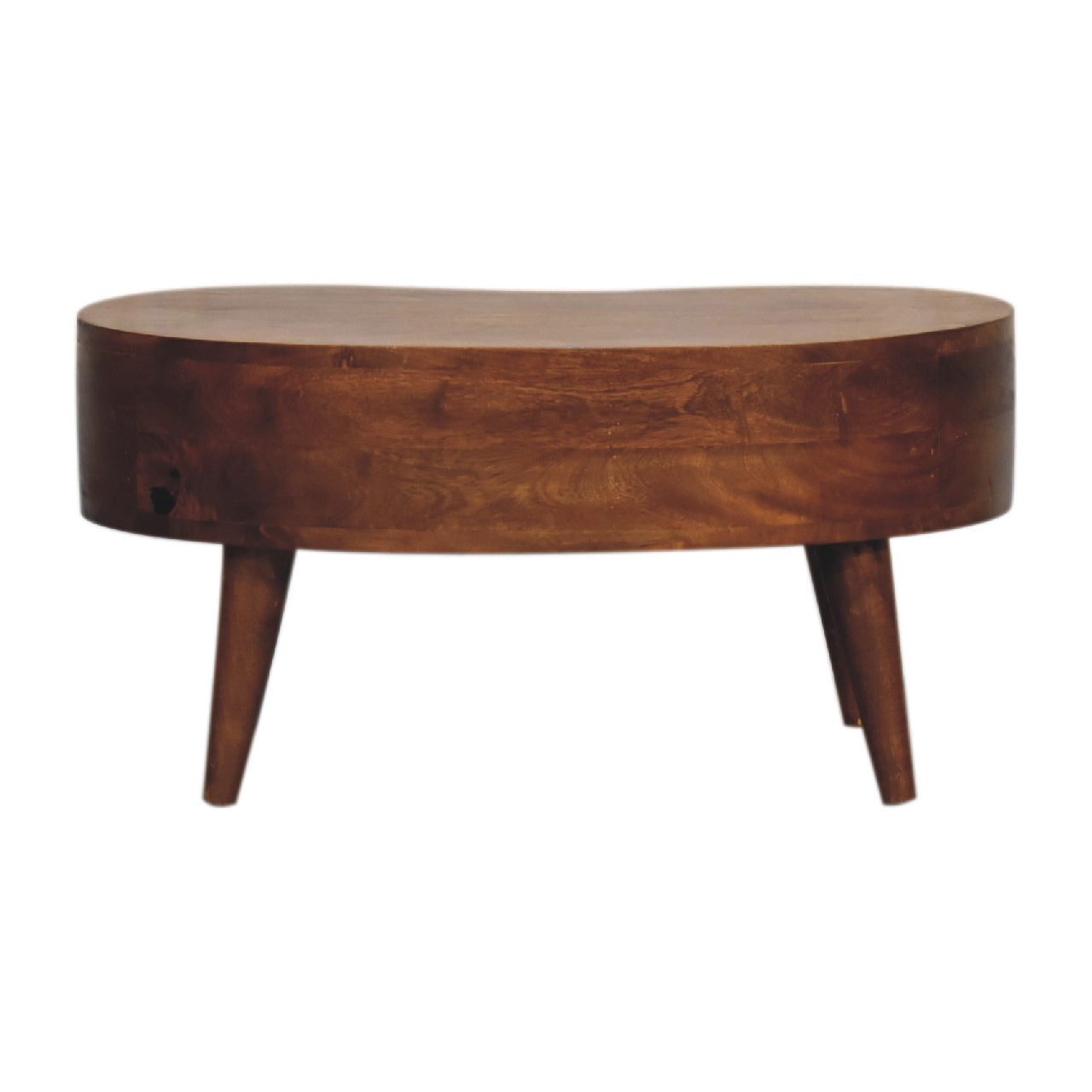 Mini Brooklyn solid wood coffee table in deep chestnut finish | malletandplane.com