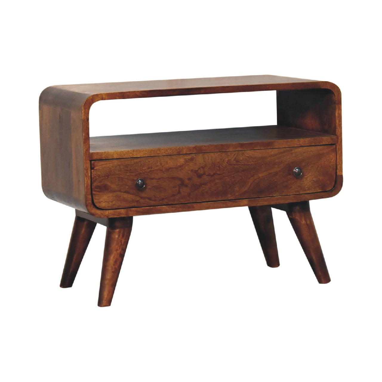 Century 1 Drawer Small Wooden TV Stand in Deep Chestnut Finish | malletandplane.com