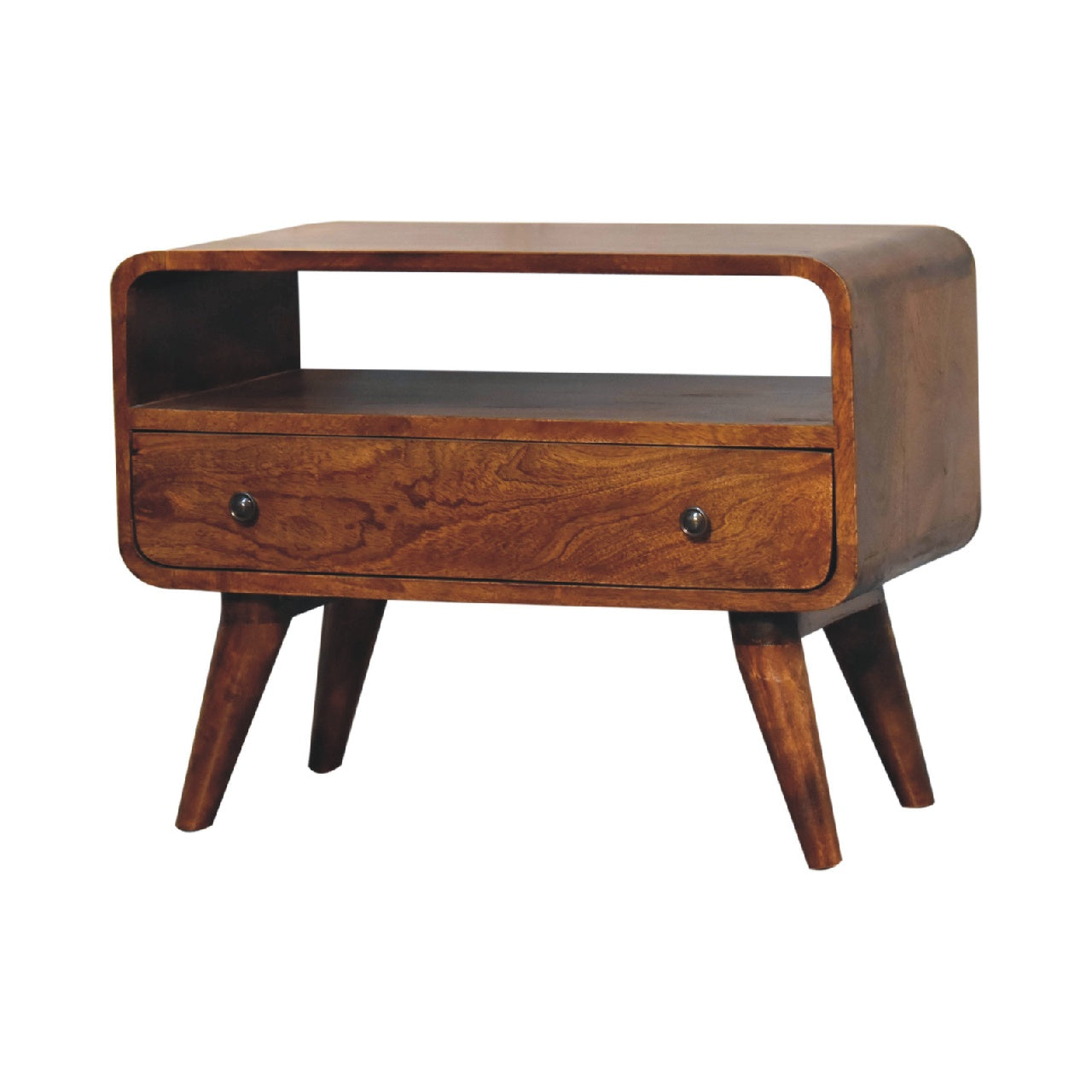 Century 1 Drawer Small Wooden TV Stand in Deep Chestnut Finish | malletandplane.com