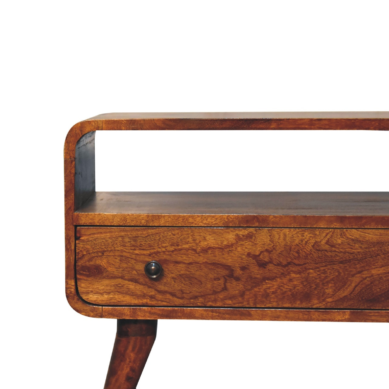 Century 1 Drawer Small Wooden TV Stand in Deep Chestnut Finish | malletandplane.com