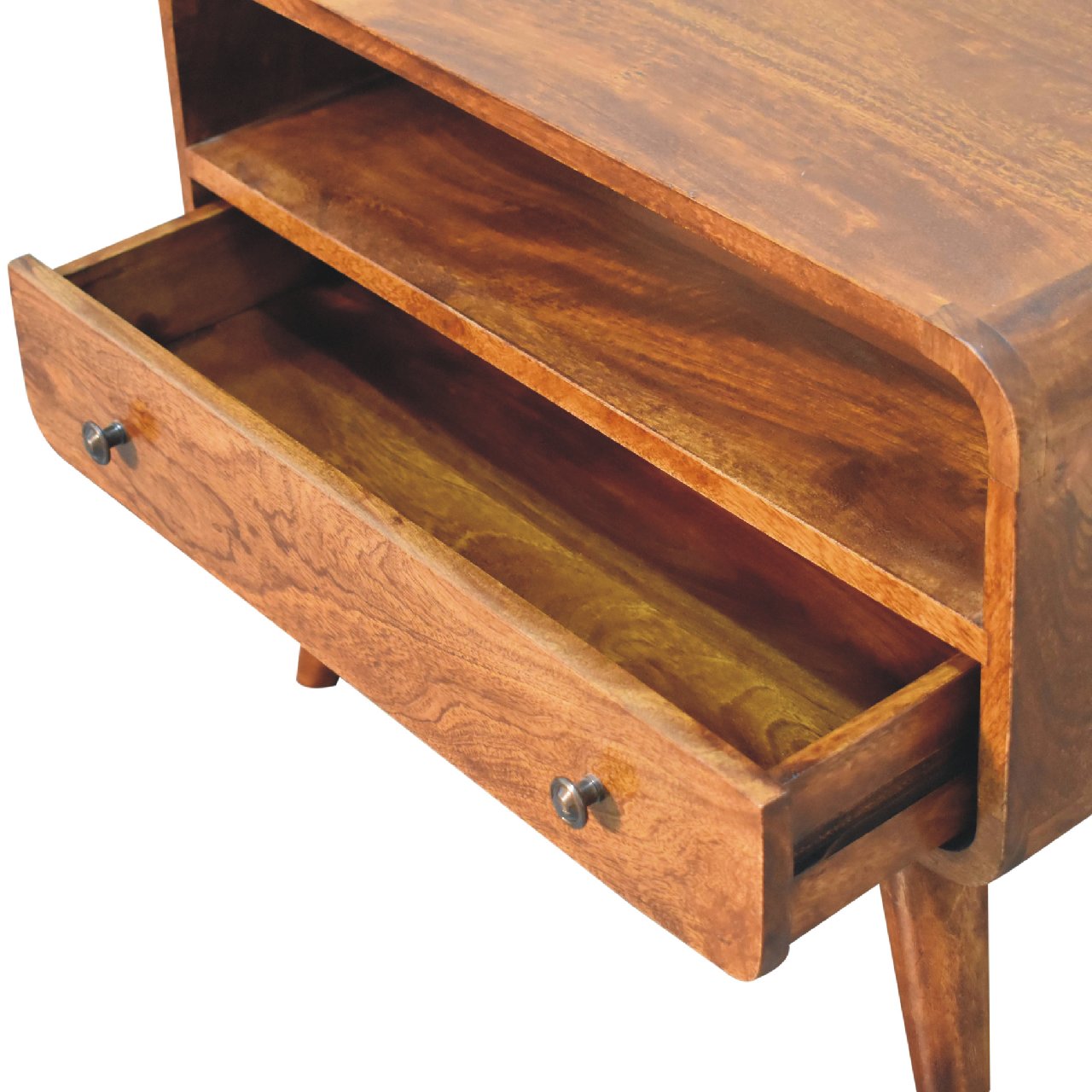 Century 1 Drawer Small Wooden TV Stand in Deep Chestnut Finish | malletandplane.com