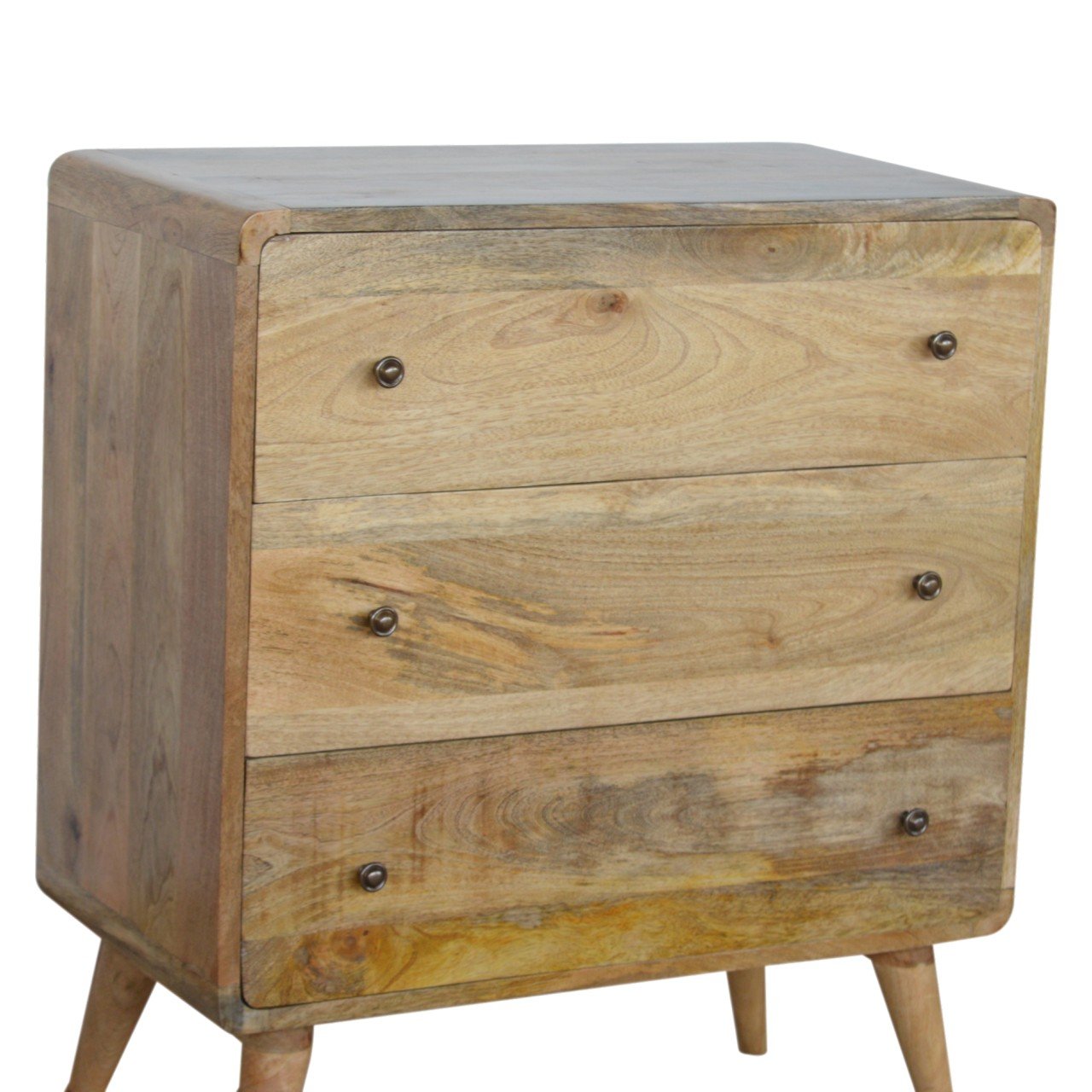 Modal Handmade solid wood chest of 3 drawers in an oak-ish natural finish | malletandplane.com