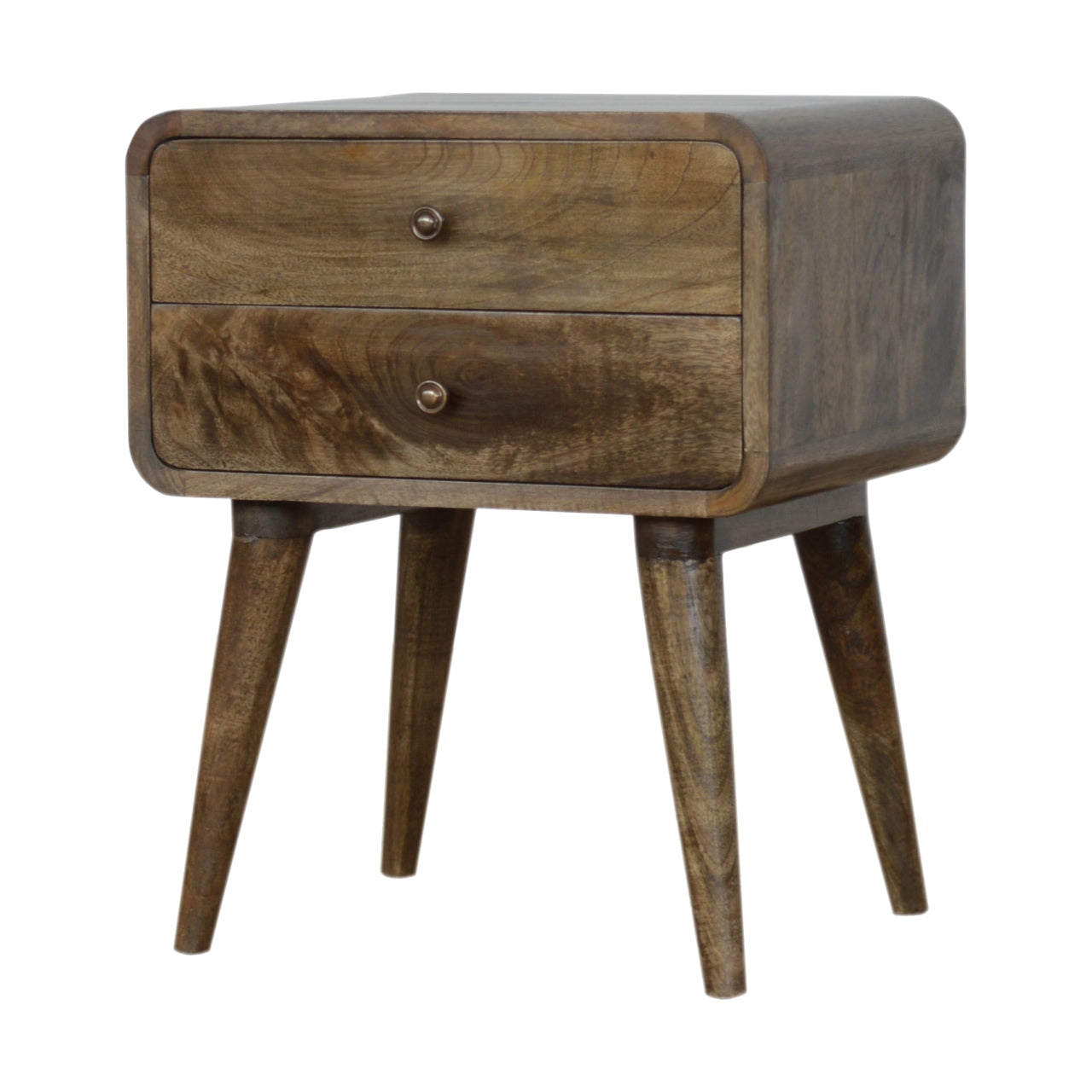 Clapham Handmade Solid Wood Bedside Table with 2 drawers and a subtle grey washed finish | malletandplane.com