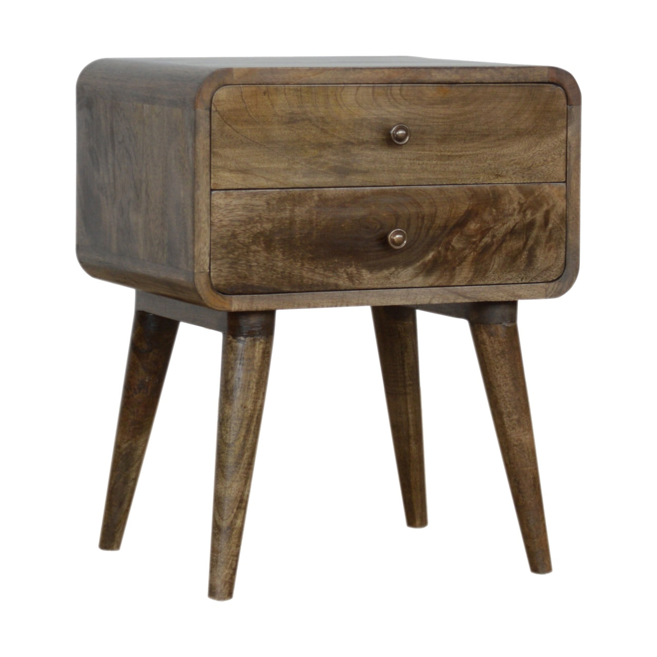 Clapham Handmade Solid Wood Bedside Table with 2 drawers and a subtle grey washed finish | malletandplane.com