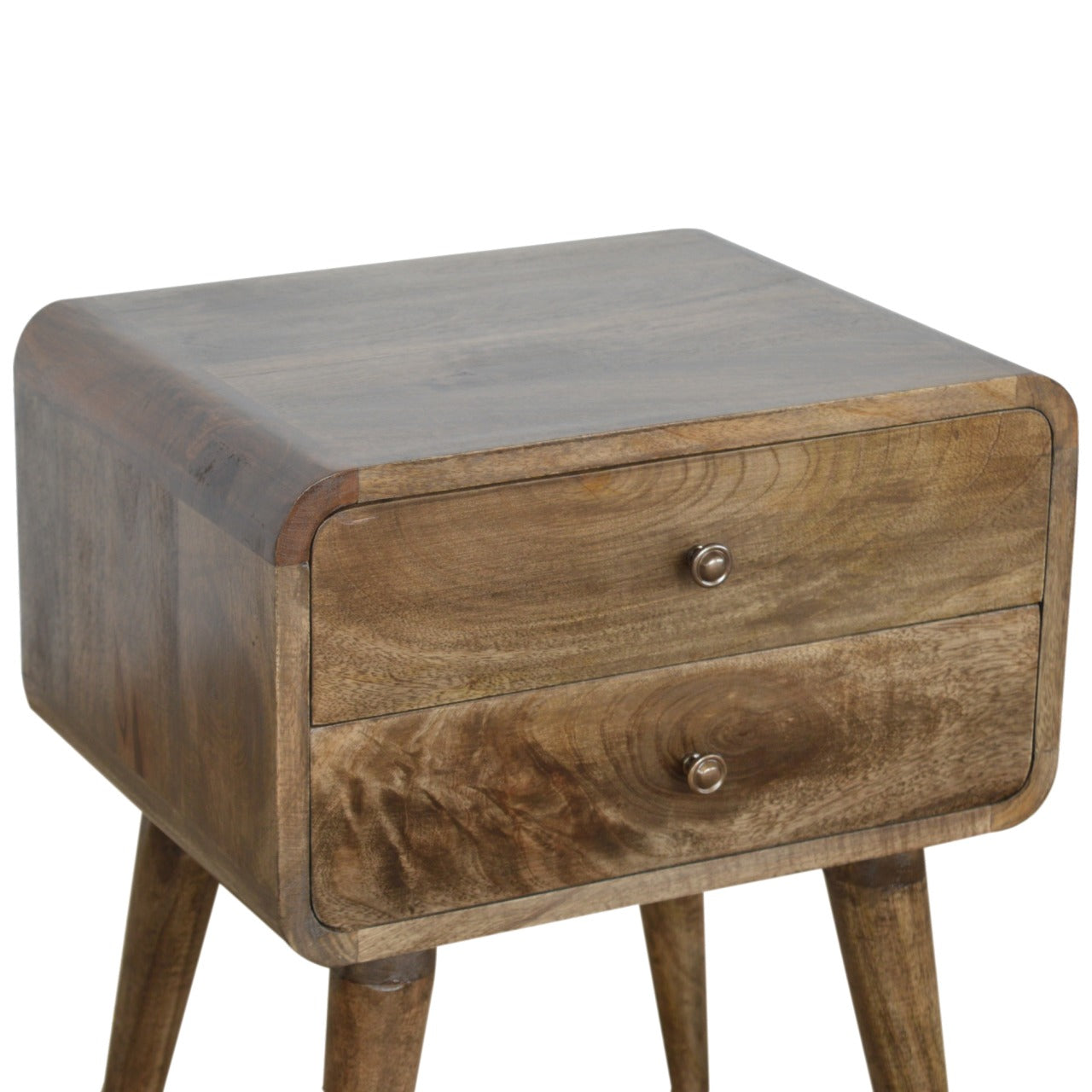 Clapham Handmade Solid Wood Bedside Table with 2 drawers and a subtle grey washed finish | malletandplane.com