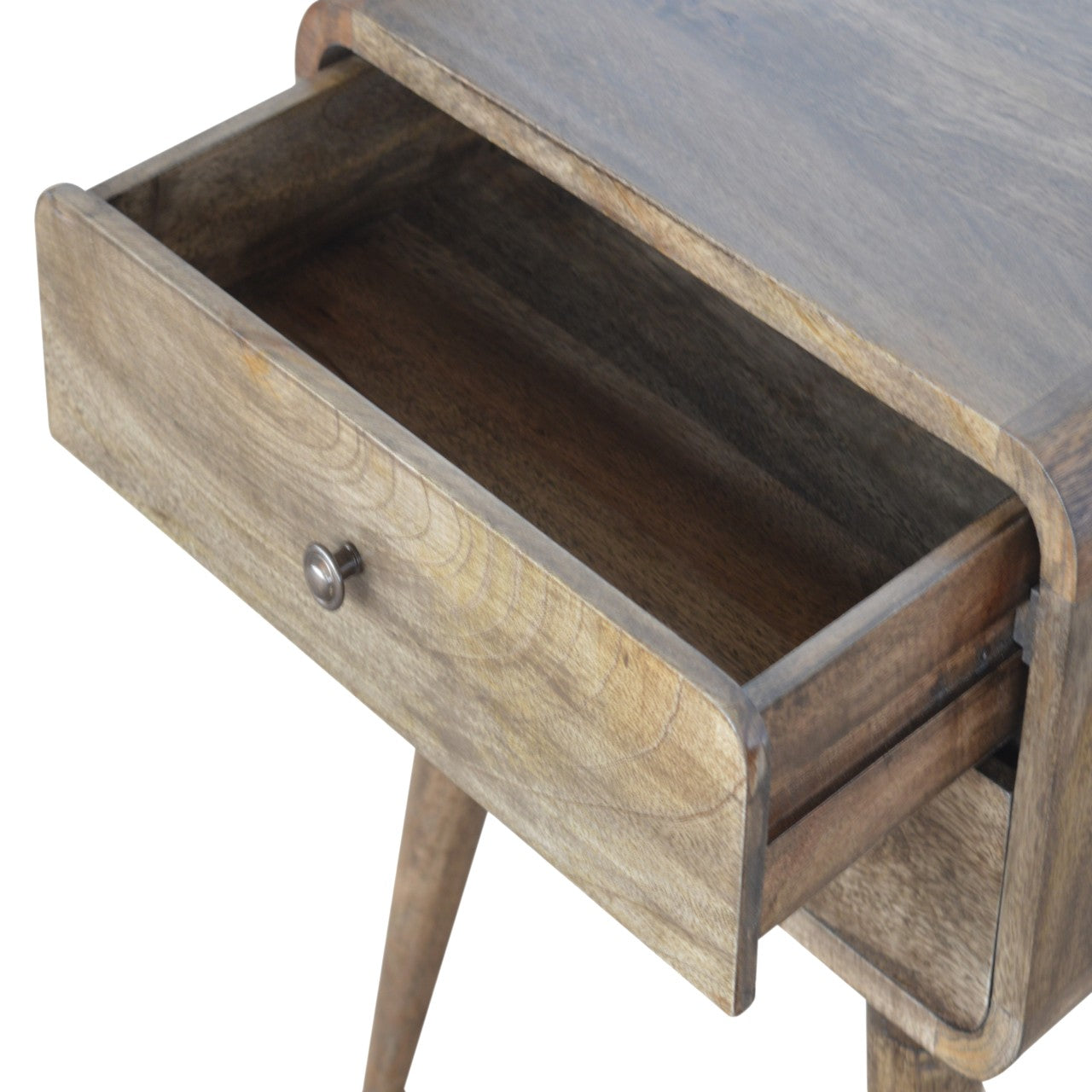 Clapham Handmade Solid Wood Bedside Table with 2 drawers and a subtle grey washed finish | malletandplane.com