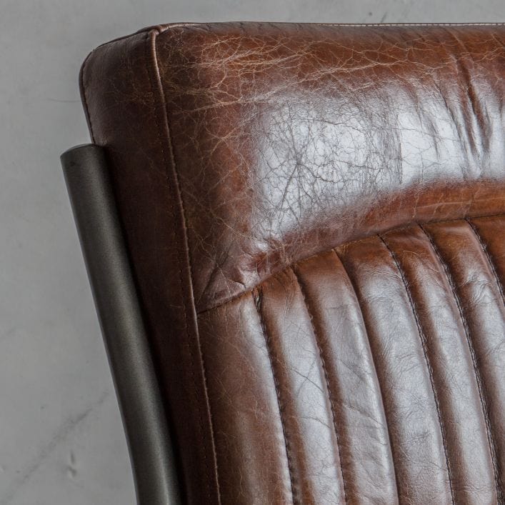 Capri Dining Chair in Brown Vintage Top Grain Leather | MalletandPlane.com