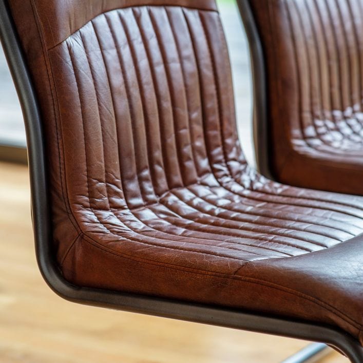 Capri Dining Chair in Brown Vintage Top Grain Leather | MalletandPlane.com