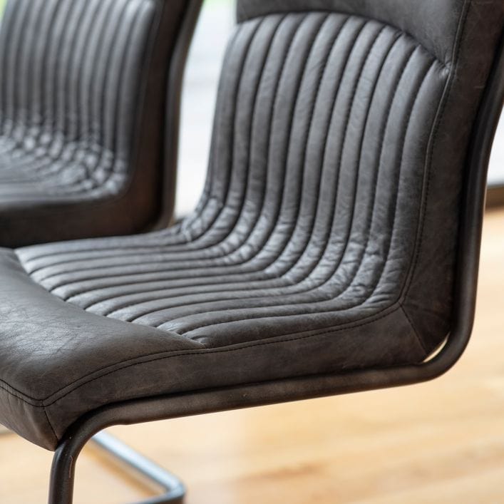 Capri Dining Chair in Ebony Vintage Top Grain Leather | MalletandPlane.com