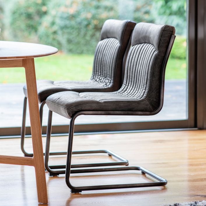 Capri Dining Chair in Ebony Vintage Top Grain Leather | MalletandPlane.com