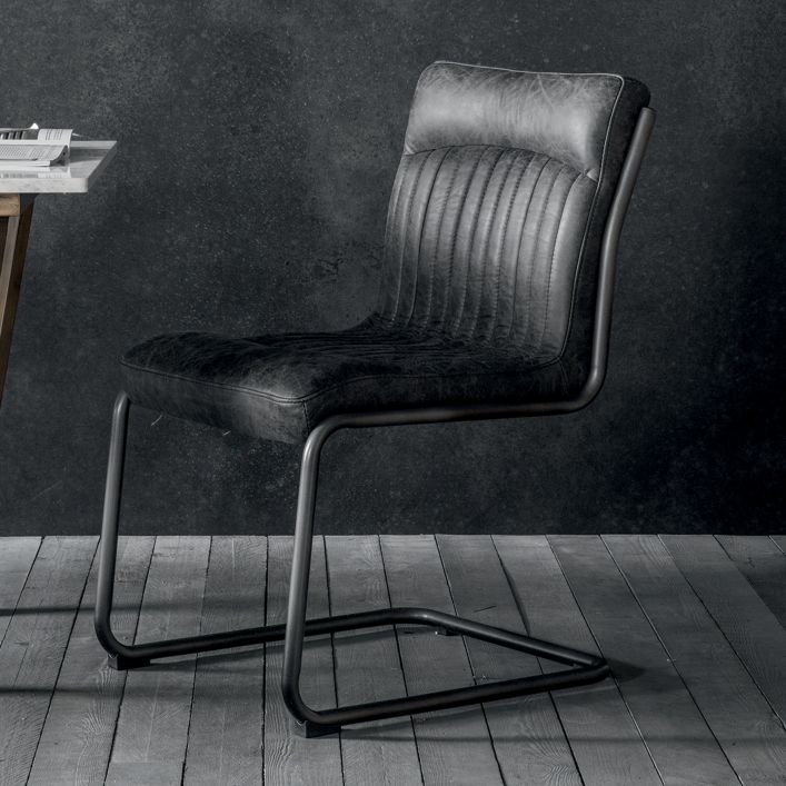 Capri Dining Chair in Ebony Vintage Top Grain Leather | MalletandPlane.com