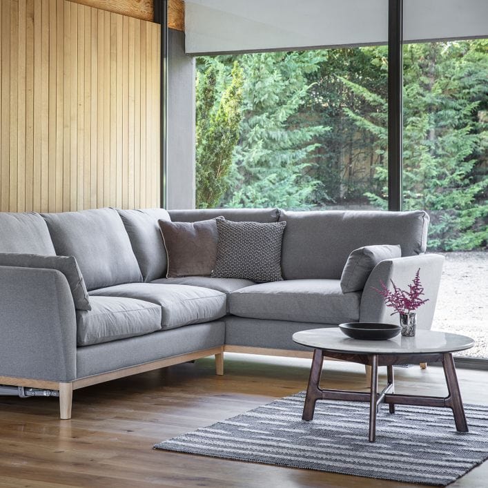 Fresca Round Coffee Table in walnut finish with marble top | MalletandPlane.com