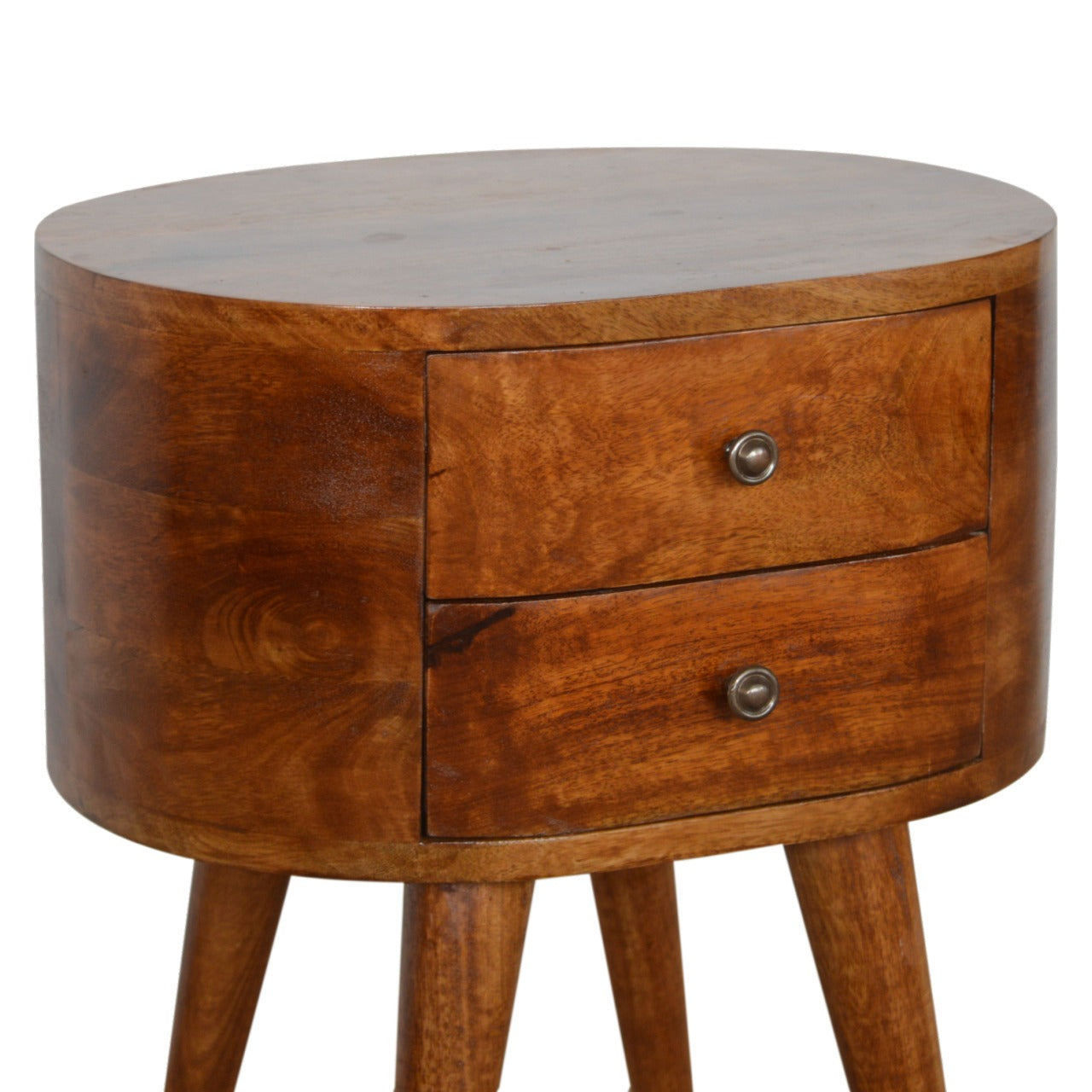 Regent Handmade Solid Wood Bedside Table with 2 Drawers in Deep Chestnut Finish  | malletandplane.com