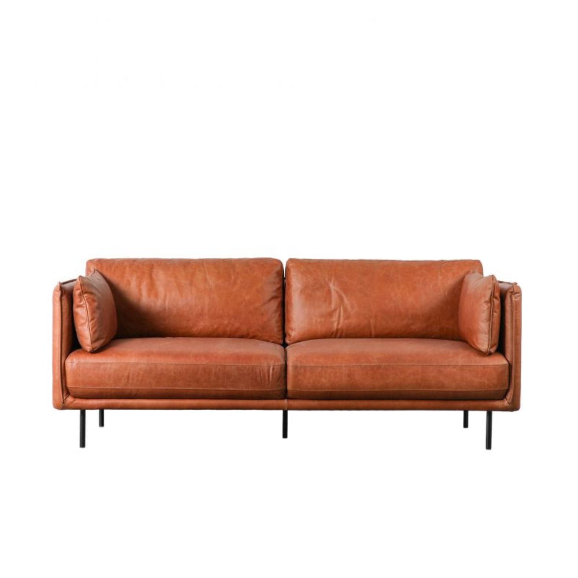 Teddy 3 seater leather sofa with metal legs | malletandplane.com